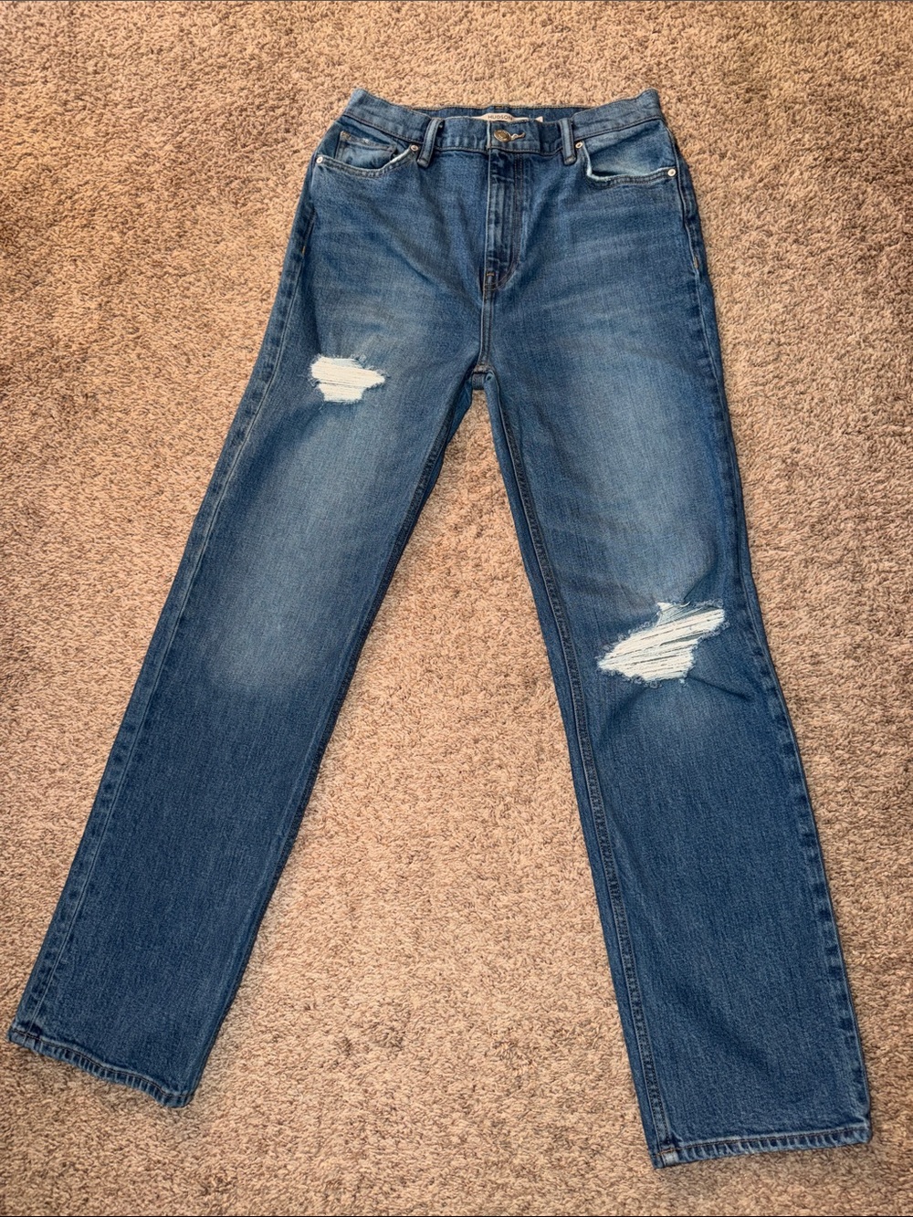 Hudson Remi High-Rise Straight Ankle Jeans - Destructive Lucent Wash Size 27